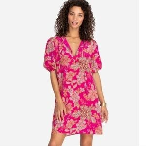 Johnny Was Vibrant Pink and Red Dress